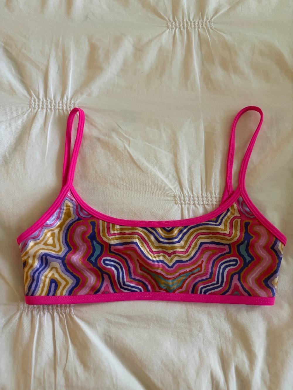 Strawberry Milk Mob Bikini Top | Pink Contrast Trim | Size XS